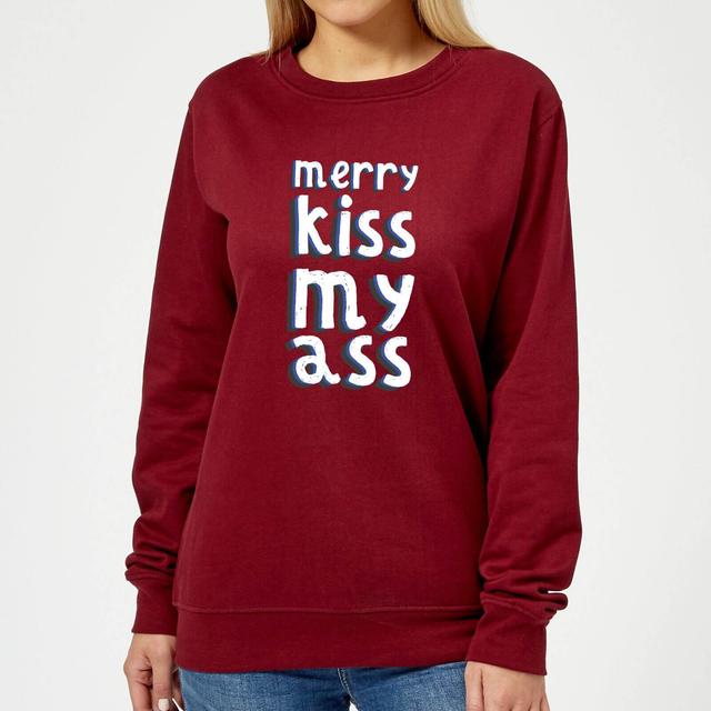 Merry KissMyAss Women's Christmas Sweatshirt - Burgundy - S - Burgundy on Productcaster.