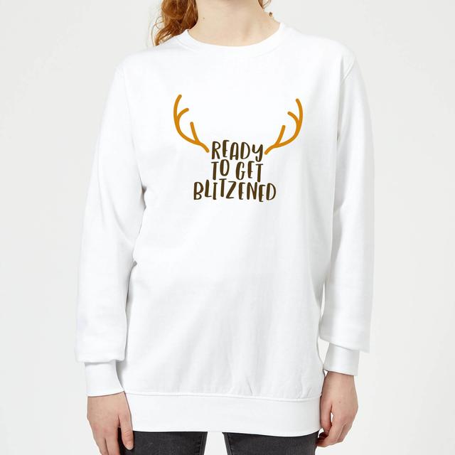 Ready To Get Blitzened Women's Christmas Sweatshirt - White - M on Productcaster.