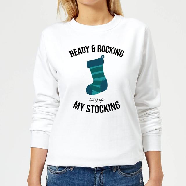 Ready & Rocking Hung Up My Stocking Women's Christmas Sweatshirt - White - M - Weiß on Productcaster.