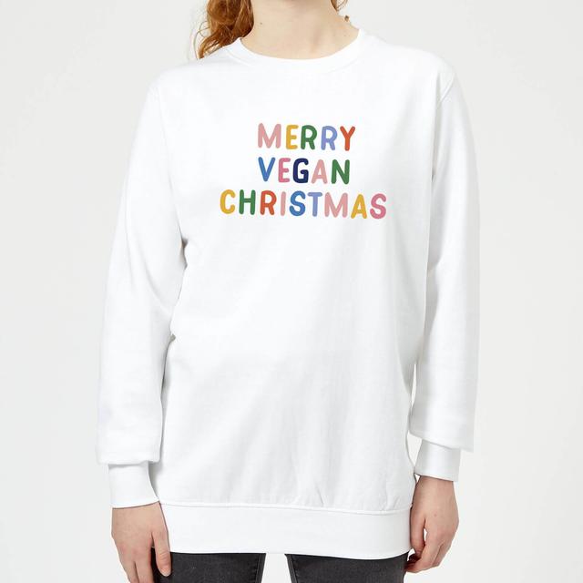 Merry Vegan Christmas Women's Christmas Sweatshirt - White - S - Weiß on Productcaster.