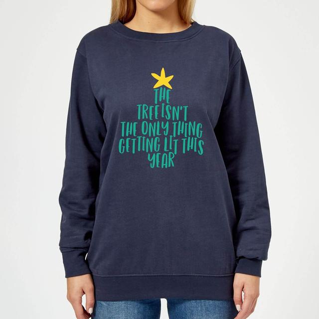 The Tree Isn't The Only Thing Getting Lit This Year Women's Christmas Sweatshirt - Navy - M - Navy on Productcaster.