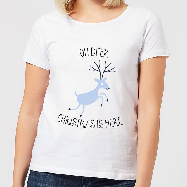 Oh Deer Christmas Is Here Women's Christmas T-Shirt - White - XL - White on Productcaster.