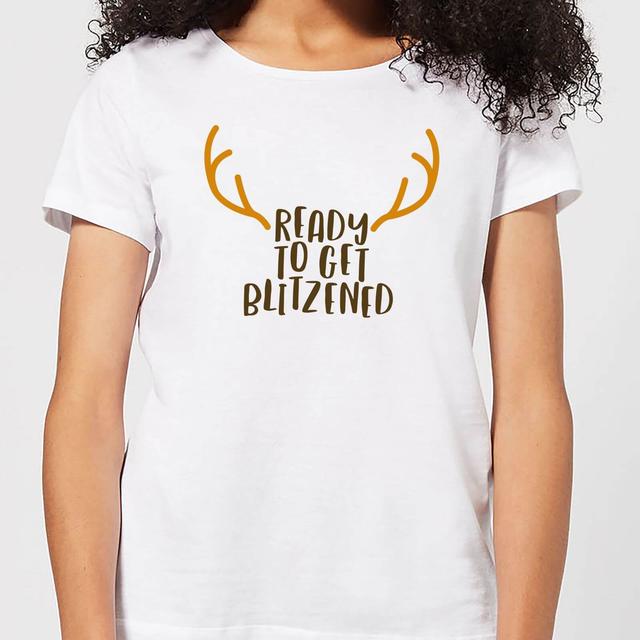 Ready To Get Blitzened Women's Christmas T-Shirt - White - L on Productcaster.