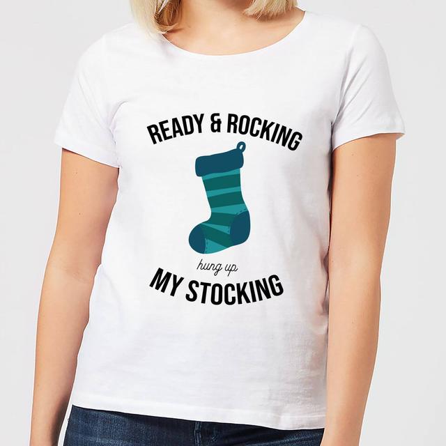 Ready & Rocking Hung Up My Stocking Women's Christmas T-Shirt - White - L - Weiß on Productcaster.