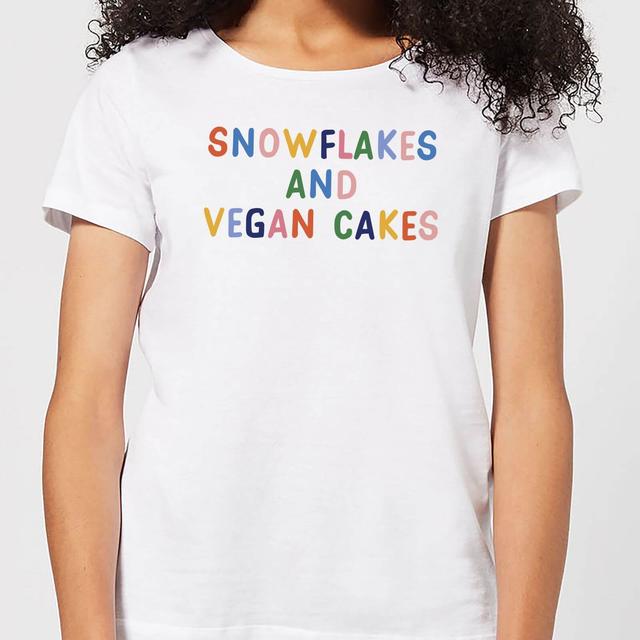 Snowflakes and Vegan Cakes Women's Christmas T-Shirt - White - L - Weiß on Productcaster.