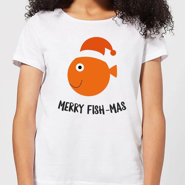 Merry Fish-Mas Women's Christmas T-Shirt - White - S on Productcaster.