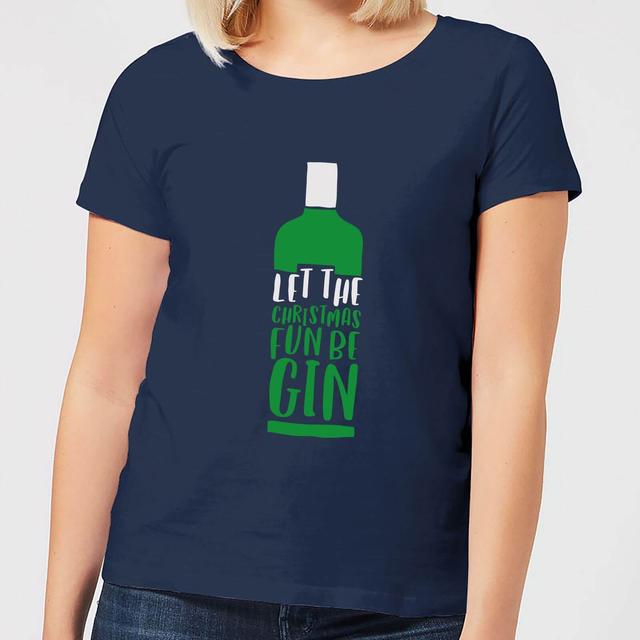 Let The Christmas Fun Be Gin Women's Christmas T-Shirt - Navy - XXL - Marineblau on Productcaster.