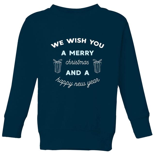 We Wish You A Merry Christmas and A Happy New Year Kids' Christmas Sweatshirt - Navy - 11-12 Jahre on Productcaster.