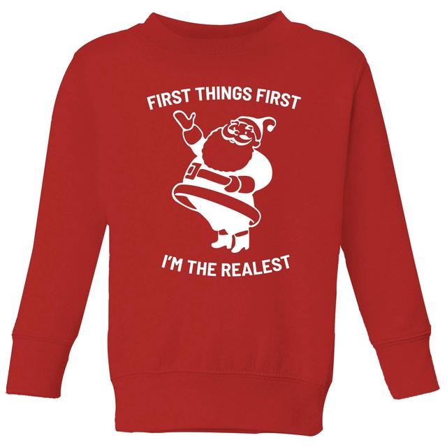 First Things First I'm The Realest Kids' Christmas Sweatshirt - Red - 5-6 Jahre - Rot on Productcaster.