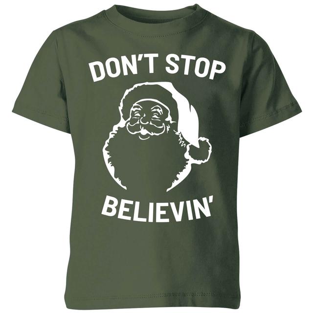 Don't Stop Believin' Kids' Christmas T-Shirt - Forest Green - 9-10 Jahre - Forest Green on Productcaster.