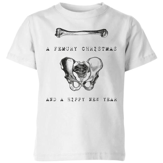 A Femury Christmas and A Hippy New Year Kids' Christmas T-Shirt - White - 3-4 Jahre - Weiß on Productcaster.