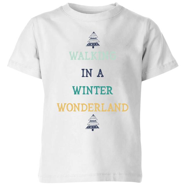 Walking In A Winter Wonderland Kids' Christmas T-Shirt - White - 7-8 Jahre - Weiß on Productcaster.