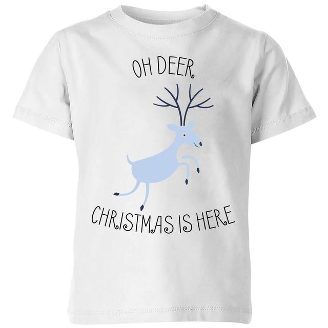 Oh Deer Christmas Is Here Kids' Christmas T-Shirt - White - 11-12 Jahre - Weiß on Productcaster.