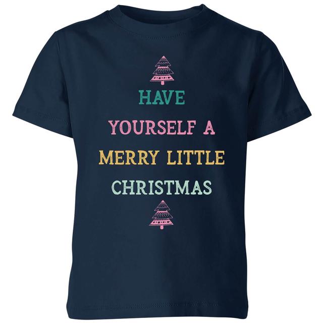 Have Yourself A Merry Little Christmas Kids' Christmas T-Shirt - Navy - 7-8 Jahre - Marineblau on Productcaster.