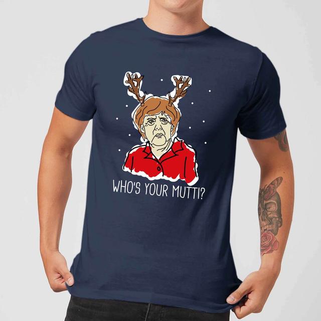 Who's Your Mutti? Men's Christmas T-Shirt - Navy - S - Marineblau on Productcaster.