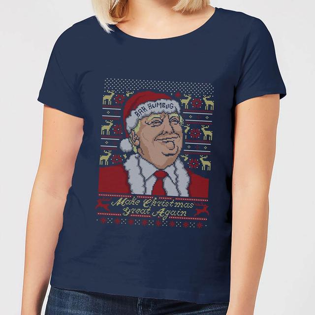 Make Christmas Great Again Donald Trump Women's Christmas T-Shirt - Navy - XL - Marineblau on Productcaster.