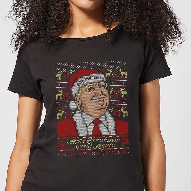 Make Christmas Great Again Donald Trump Women's Christmas T-Shirt - Black - S on Productcaster.