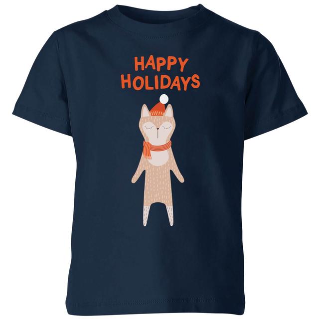 Happy Holidays Kids' T-Shirt - Navy - 5-6 Years - Navy on Productcaster.