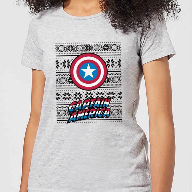 Marvel Captain America Women's Christmas T-Shirt - Grey - 5XL - Grå on Productcaster.