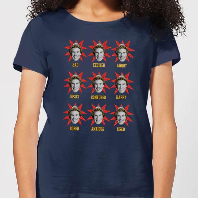 Elf Faces Damen Christmas T-Shirt - Navy Blau - M on Productcaster.