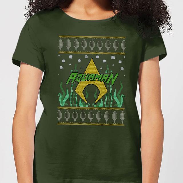 Camiseta navideña Aquaman Knit para mujer de DC - Verde bosque - S - Forest Green on Productcaster.