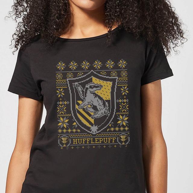 Camiseta navideña para mujer Hufflepuff Crest de Harry Potter - Negro - L on Productcaster.