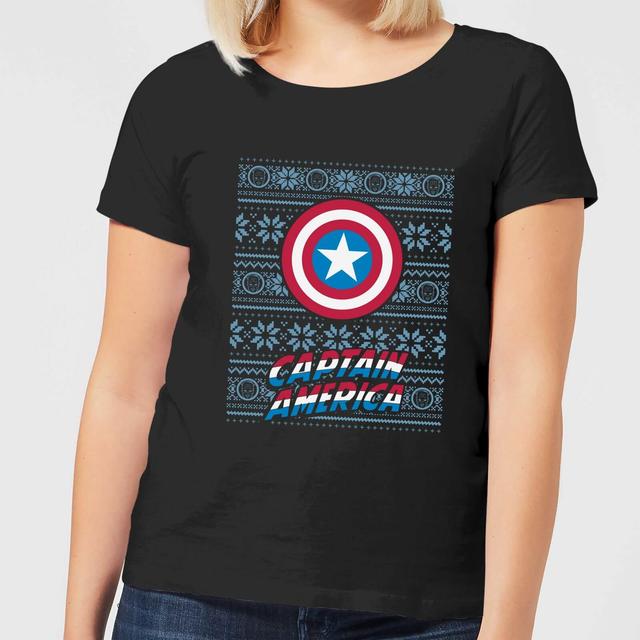 Marvel Captain America dames kerst t-shirt - Zwart - L on Productcaster.