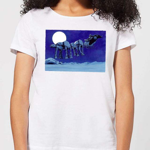 Star Wars AT-AT Darth Vader Sleigh Women's Christmas T-Shirt - White - S on Productcaster.