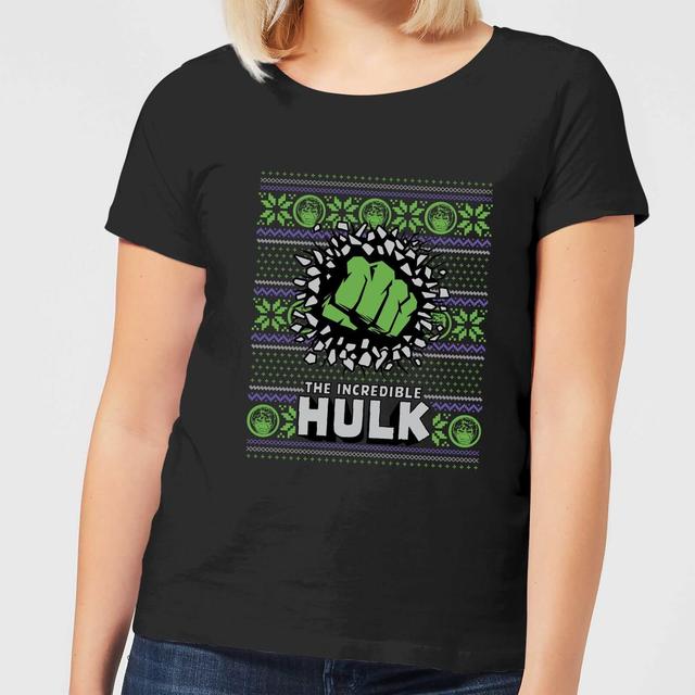 Marvel Hulk Punch Women's Christmas T-Shirt - Nero - XL - Nero on Productcaster.