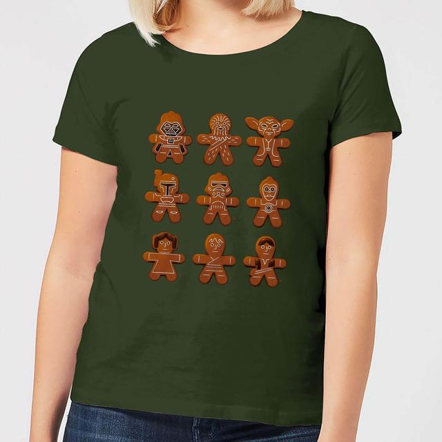 Star Wars Gingerbread Characters Women's Christmas T-Shirt - Forest Green - L on Productcaster.