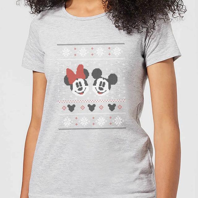 Disney Mickey and Minnie Women's Christmas T-Shirt - Grey - M on Productcaster.