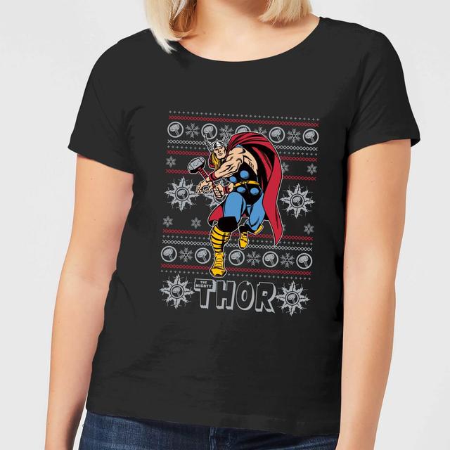 Marvel Thor Damen Weihnachts-T-Shirt - Schwarz - 3XL on Productcaster.