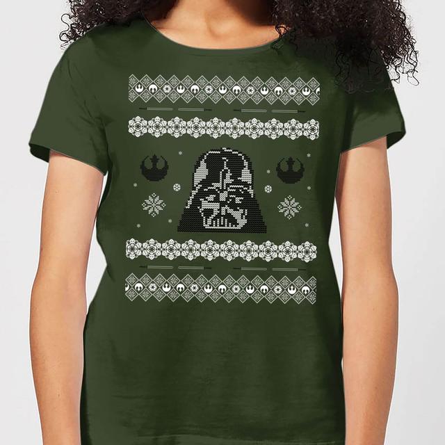 Star Wars Darth Vader Knit Women's Christmas T-Shirt - Forest Green - XL - Forest Green on Productcaster.