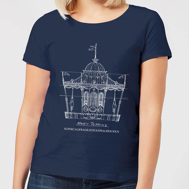 Mary Poppins Carousel Sketch Women's Christmas T-Shirt - Navy - XL on Productcaster.