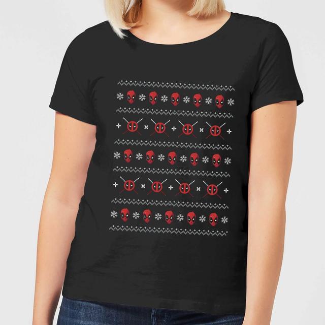 Marvel Deadpool Faces Camiseta Navideña de Mujer - Negra - XXL on Productcaster.