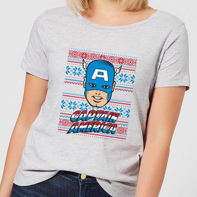 Camiseta de Navidad Capitán América Face para mujer de Marvel - Gris - M - Gris on Productcaster.