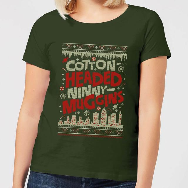 Elf Cotton-Headed-Ninny-Muggins Knit Women's Christmas T-Shirt - Forest Green - S on Productcaster.