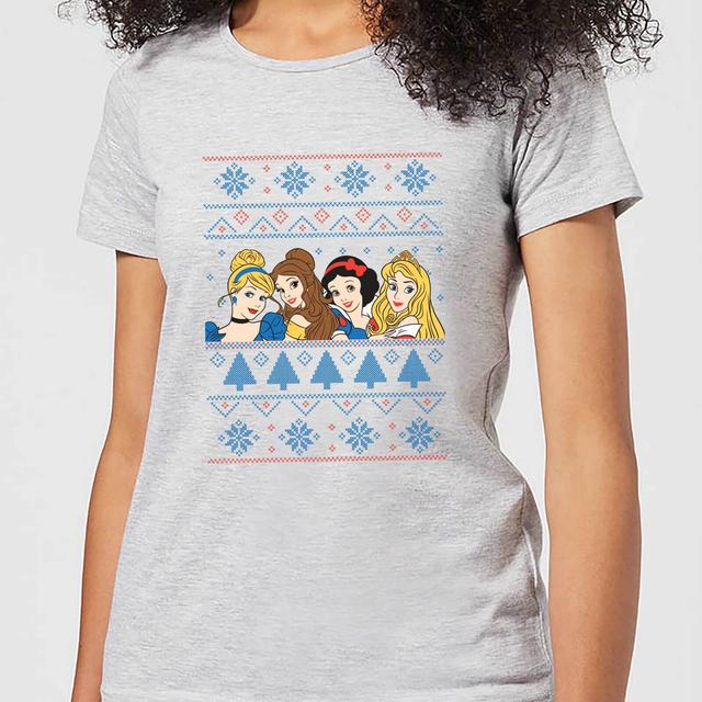 Disney Princess Faces Women's Christmas T-Shirt - Grey - L on Productcaster.