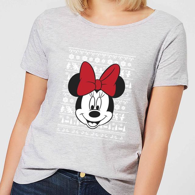 Camiseta navideña para mujer Minnie Face de Disney - Gris - XS on Productcaster.