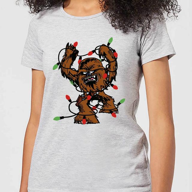 Camiseta navideña para mujer Tangled Fairy Lights Chewbacca de Star Wars - Gris - XS on Productcaster.