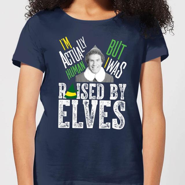 T-Shirt Elf Raised By Elves Christmas - Navy - Donna - XXL on Productcaster.