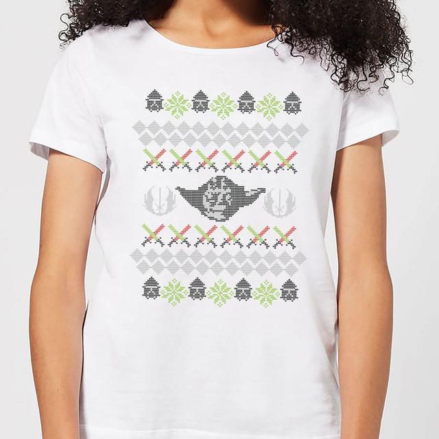 Star Wars Yoda Knit Women's Christmas T-Shirt - White - M on Productcaster.