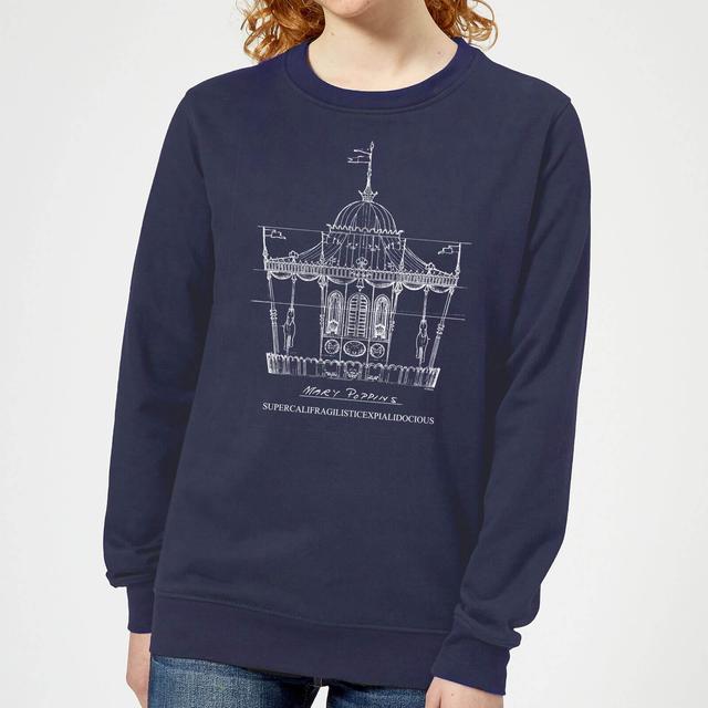 Mary Poppins Carousel Sketch Women's Christmas Jumper - Navy - M on Productcaster.