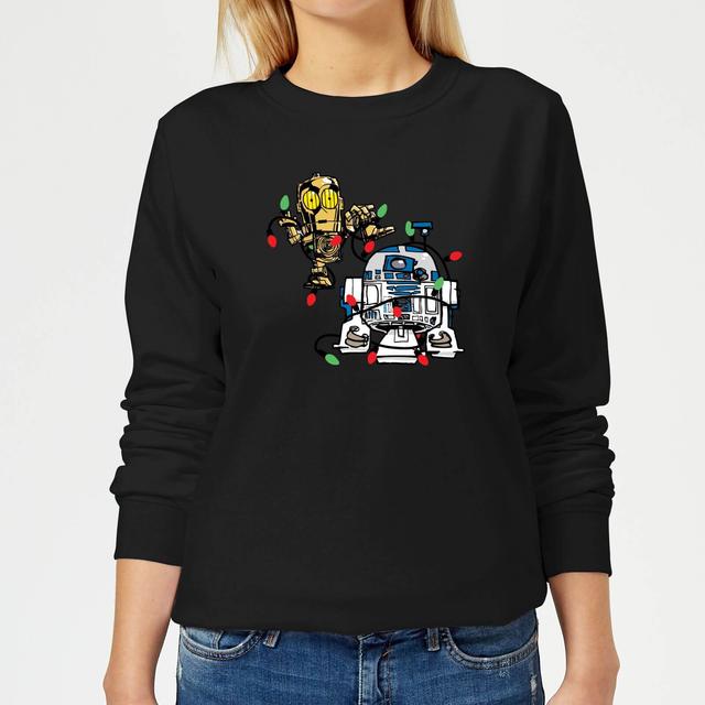 Star Wars Tangled Fairy Lights Droids Sudadera Navideña de Mujer - Negra - L on Productcaster.