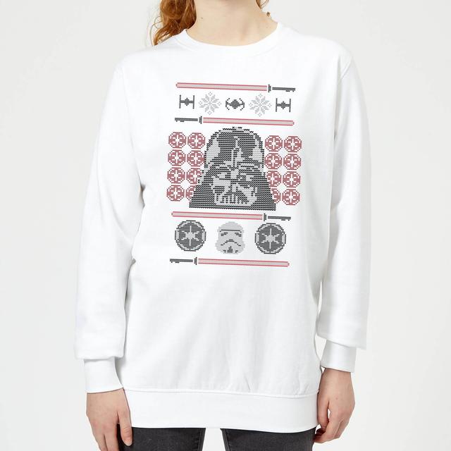 Star Wars Darth Vader Face Knit Women's Christmas Jumper - White - S on Productcaster.