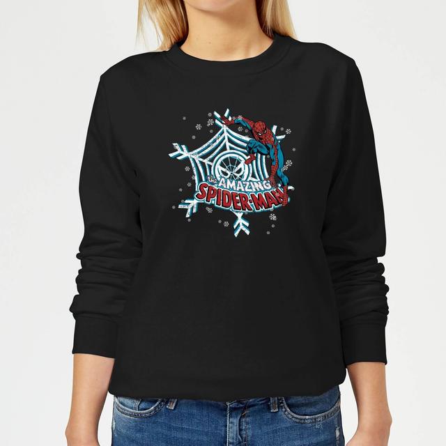 Marvel The Amazing Spider-Man Snowflake Web Women's Christmas Jumper - Black - XXL on Productcaster.