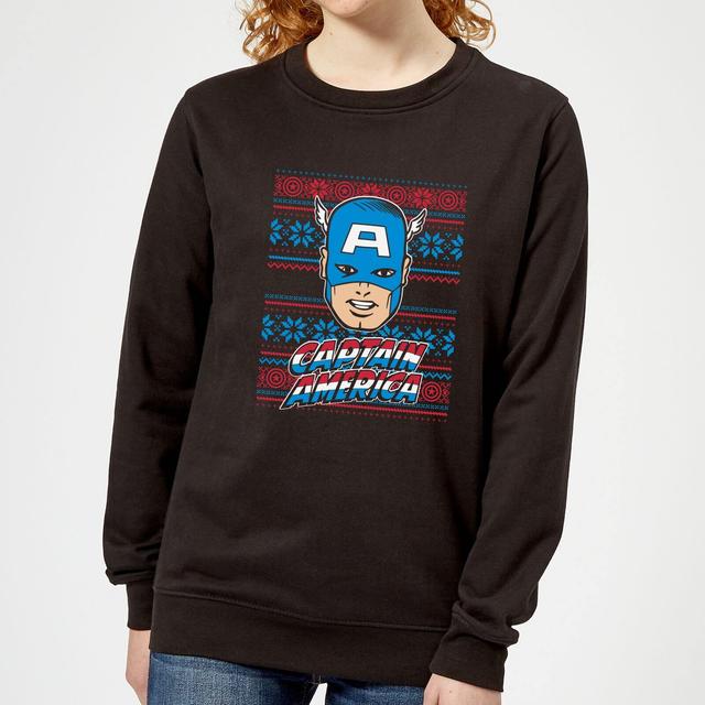 Marvel Captain America Face Women's Christmas Jumper - Black - XXL on Productcaster.