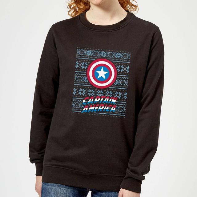 Marvel Captain America Women's Christmas Jumper - Black - XS on Productcaster.