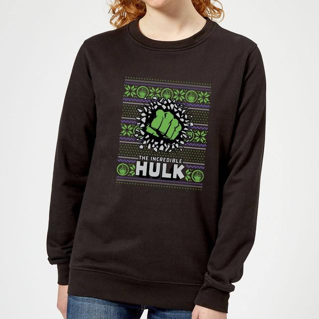 Marvel Hulk Punch Women's Christmas Jumper - Black - XS - Schwarz on Productcaster.