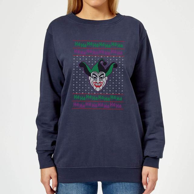 DC Comics Joker Knit Damen Weihnachtspullover – Navy - S on Productcaster.